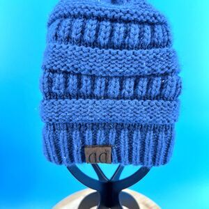 C.C Exclusives Women’s Blue Knit Beanie Stocking Cap Winter Hat.